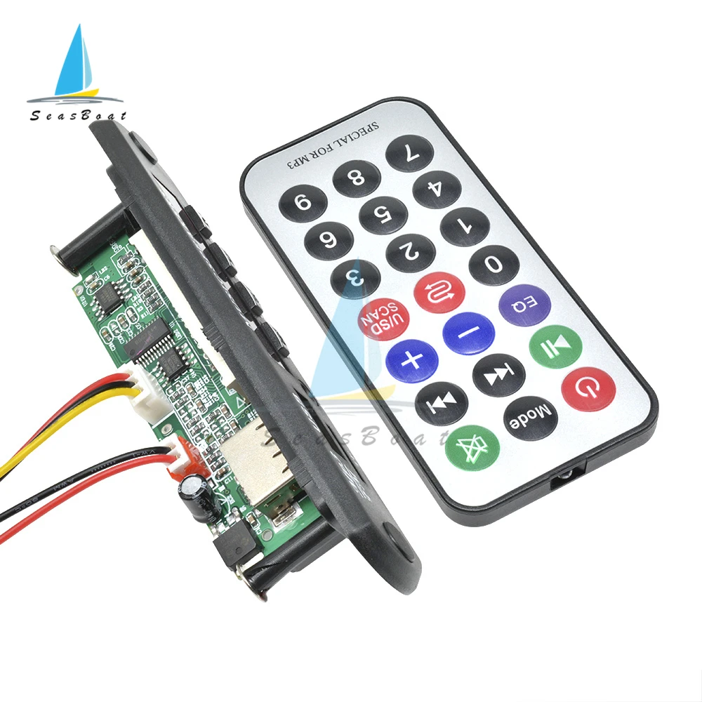 DC 5 в 12 В Micro USB FM AUX 3 мм TF Радио MP3 декодер аудиоплата с дистанционным управлением