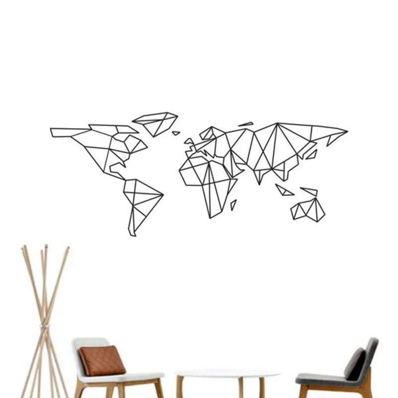 Многоцветная карта Виниловая наклейка на стену мира домашний декор