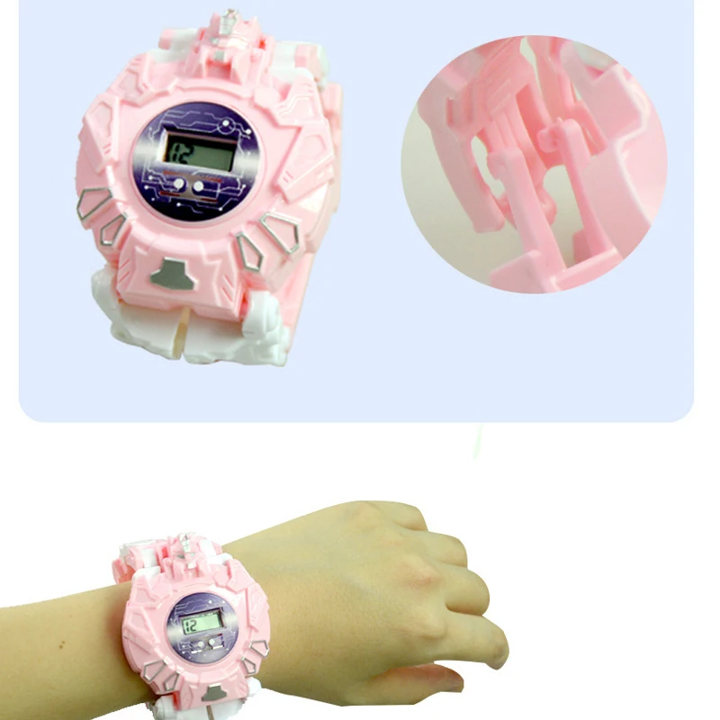 Мультяшные наручные часы-трансформеры игрушка креативные электронные
