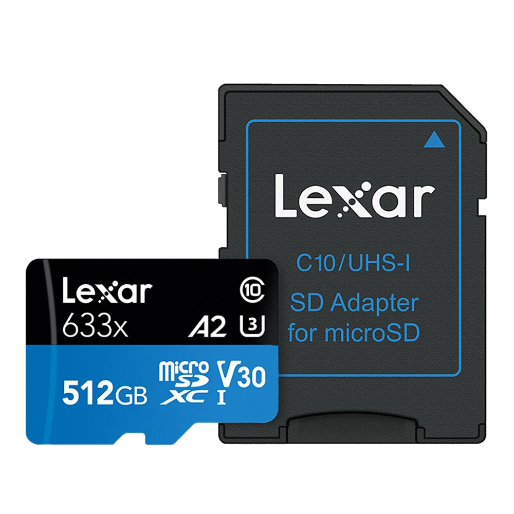 Lexar 633X, 512  256  128  64  SDXC Micro sd  32  SDHC 95M-100 / TF-  Gopro/DJI/Nintendo/