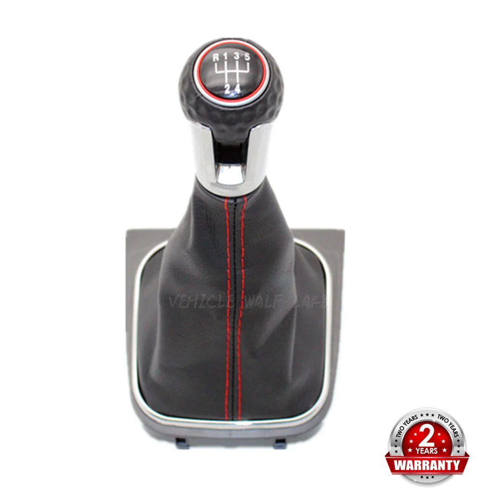 

Для VW Golf 6 A6 MK6 R20 GTD GTI 2009 2010 2011 2012 2013 Автомобильная 5 скоростей MT ручка переключения скоростей с кожаным чехлом Boot Red Line