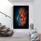 Абстрактная Картина на холсте с изображением воды и огня музыкальных нот, постер на стену и принты, Скандинавская Настенная картина для декора гостиной