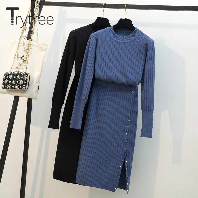 Trytree/осенне зимний комплект из двух предметов вязаный Повседневный пуловер с