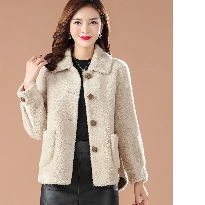 Women Genuine Real Wool Fur Coat Sheep Shearling Autumn Winter Clothes Female Casual Warm Outerwear Abrigo Mujer X103
