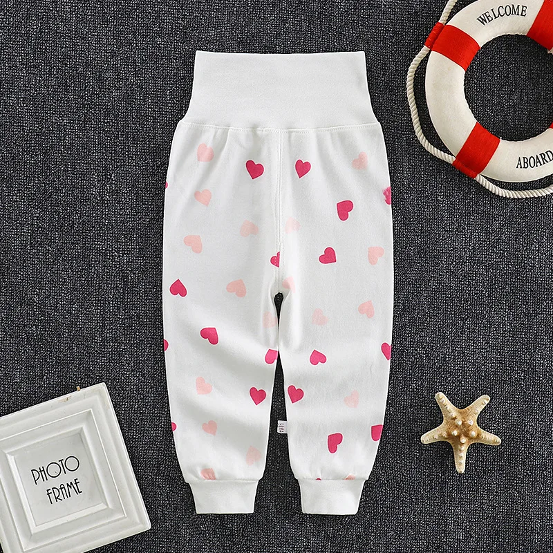 

4pcs Newborn Baby Pants Cartoon Four Seasons New Born Baby High Waist Pant 100%Cotton Soft Baby Boys Girls Trousers Pants 0-24M