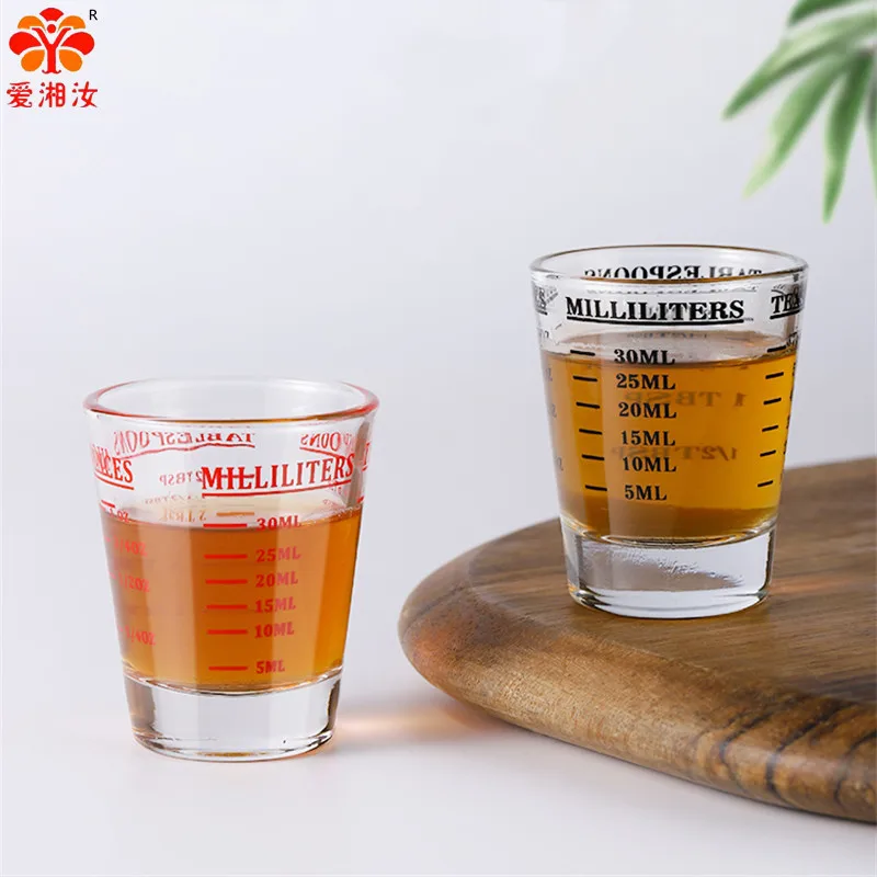 

Aixiangru Thick Tempered Glass 45ml OZ Graduated Small Measuring Cup Bar For Espresso Coffee And Milk Tea Shop
