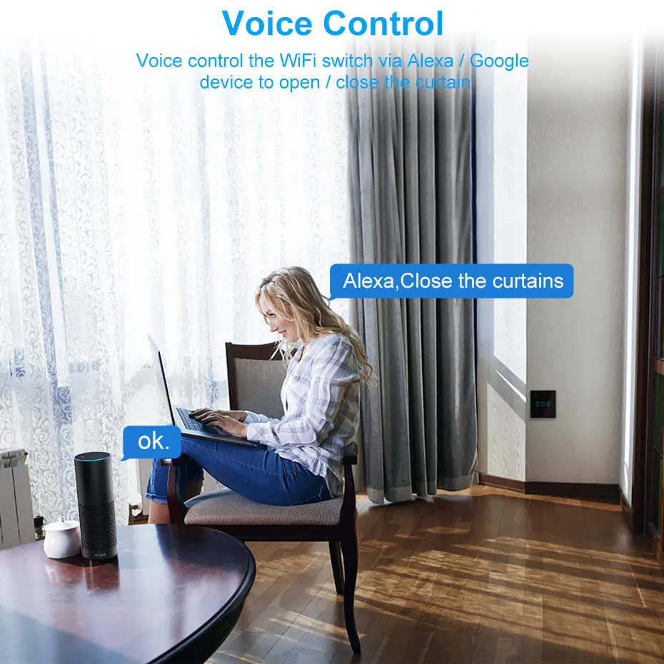 

EU/UK WiFi Roller Shutter Curtain Switch for Electric Motorized Blinds eWeLink with Remote Control Google Home Aelxa Echo