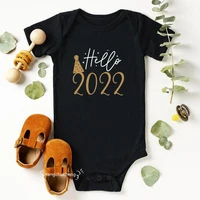 hello 2022 newborn baby bodysuit cotton short sleeve infant rompers body baby boys girls new year ropa clothes christmas gift