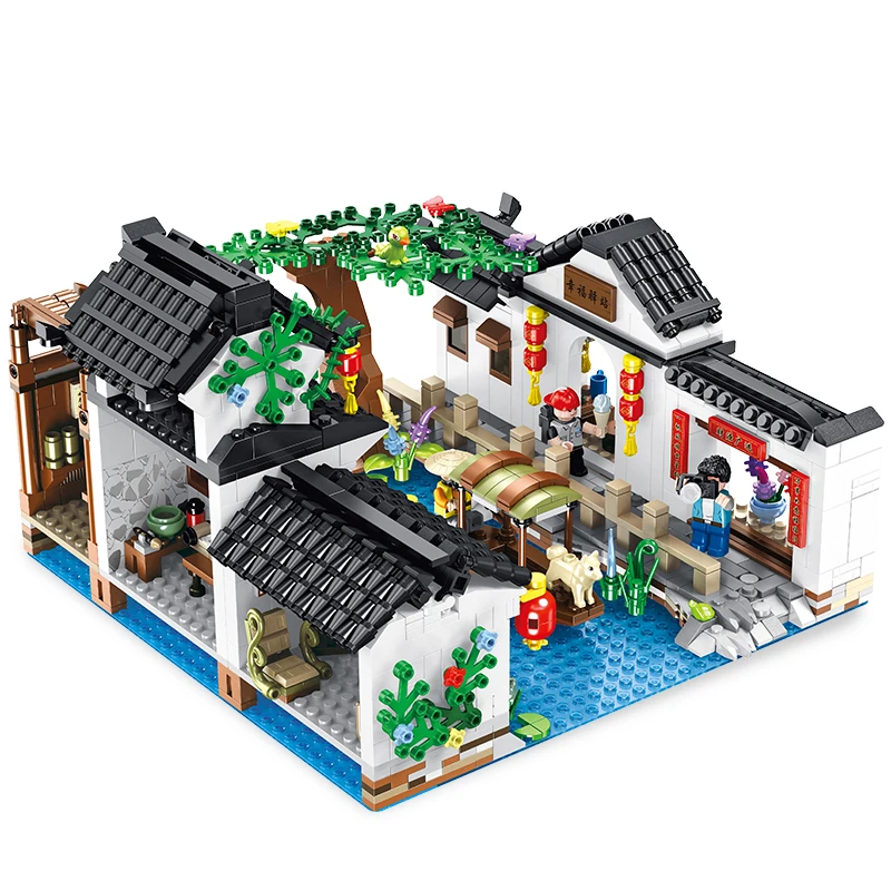 

610004 Chinese Style Architecture Model Jiangnan Water 1801PCS Educational Building Blocks Toys MOC Creator Children Gifts Toy
