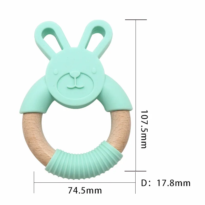 Chenkai-mordedor de madera de silicona para beb&eacute;, cadena de mordedor para beb&eacute;, juguete colgante para collar, 10 piezas-3