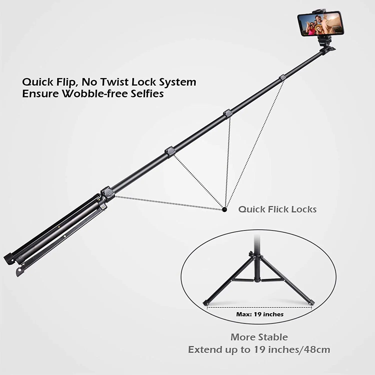 Aluminum Mobile Phone Tripod Stand with Bluetooth for iPhone iPad Tablet Camera Selfie Stick Vlog YouTube Live Tiktok | Электроника