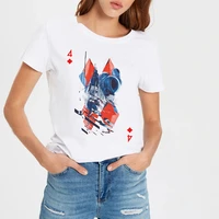 summer tops playing card diamond 4 tshirt print graphic tees poker number 4 goth t shirt women clothes harajuku shirts punk