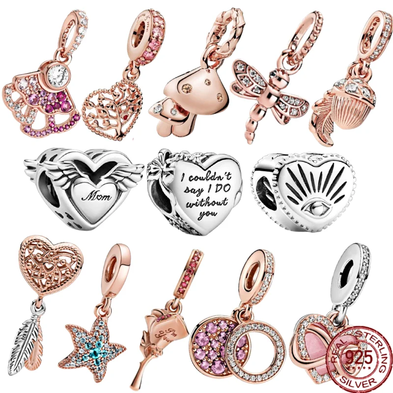 

925 Sterling Silver Sister Heart Dreamcatcher Charm Mum Beads fit Original Pandora Charm Bracelet Bangle Jewelry Making DIY Gift