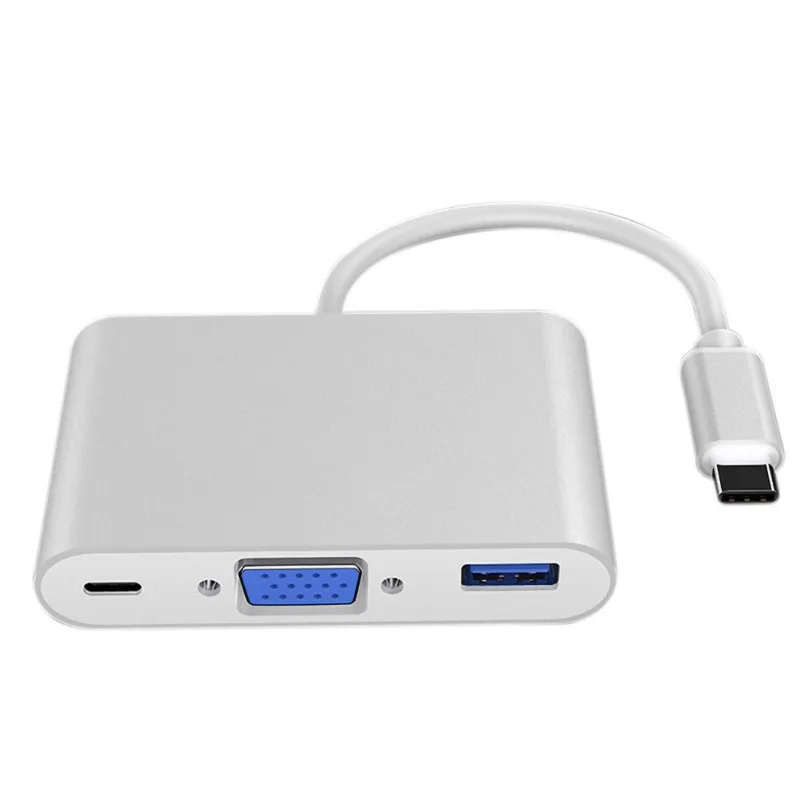 Тип с разъемами типа C и VGA Адаптер Hub 3 в 1 мульти Порты USB разъёмы адаптер для