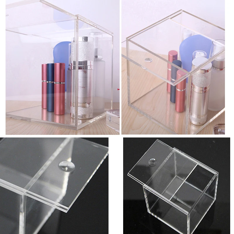 

Acrylic Storage Box Transparent Plastic Covered Desktop Square Simple With Lid Sundries Storage Case