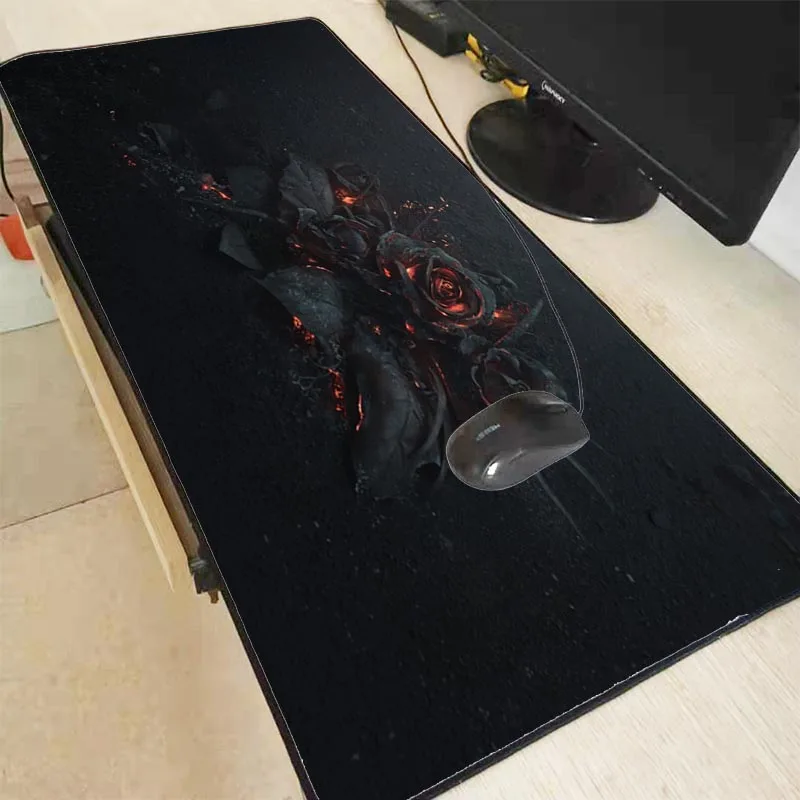 Большой игровой коврик для мыши с темными цветами Mairuige 800*300 /900*400 черный