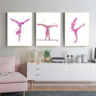 Скандинавская Картина на холсте, Минималистичная стена гимнастики для девочек, розовое искусство для гостиной, домашний декор, эстетические плакаты и принты