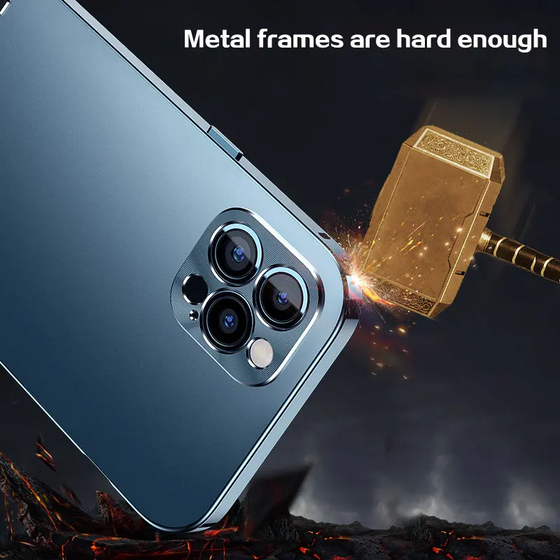 Funda para iphone 13 Pro max Nueva funda de metal para tel&eacute;fono m&oacute;vil, lente todo incluido, antica&iacute;da, cubierta protectora de lujo de gama alta, magn&eacute;tica-4
