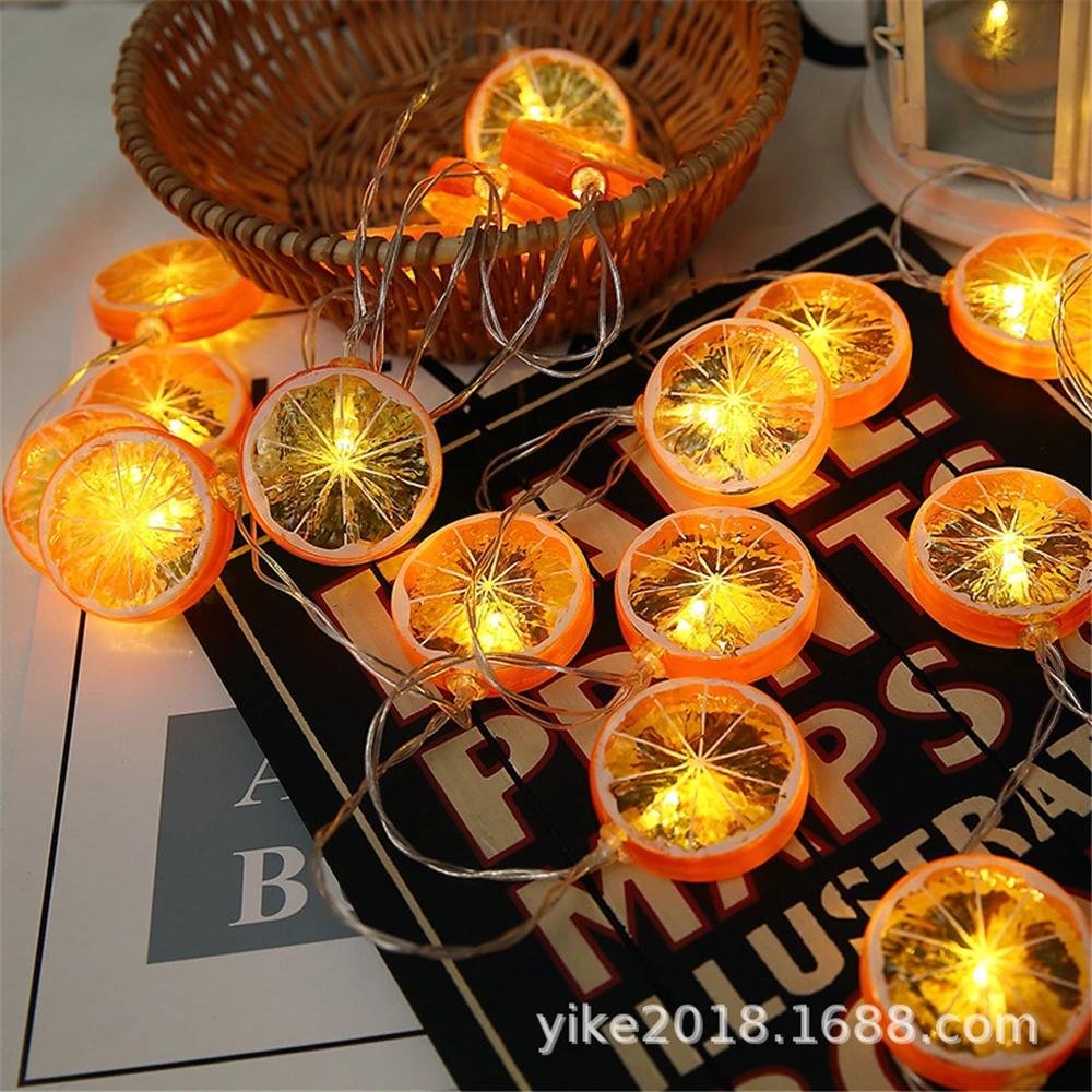 

LED Lemon Garland Orange Slices String Light Yard Wedding Home Party Bedroom Decoration Battery Operated Lamps Holiday lighting