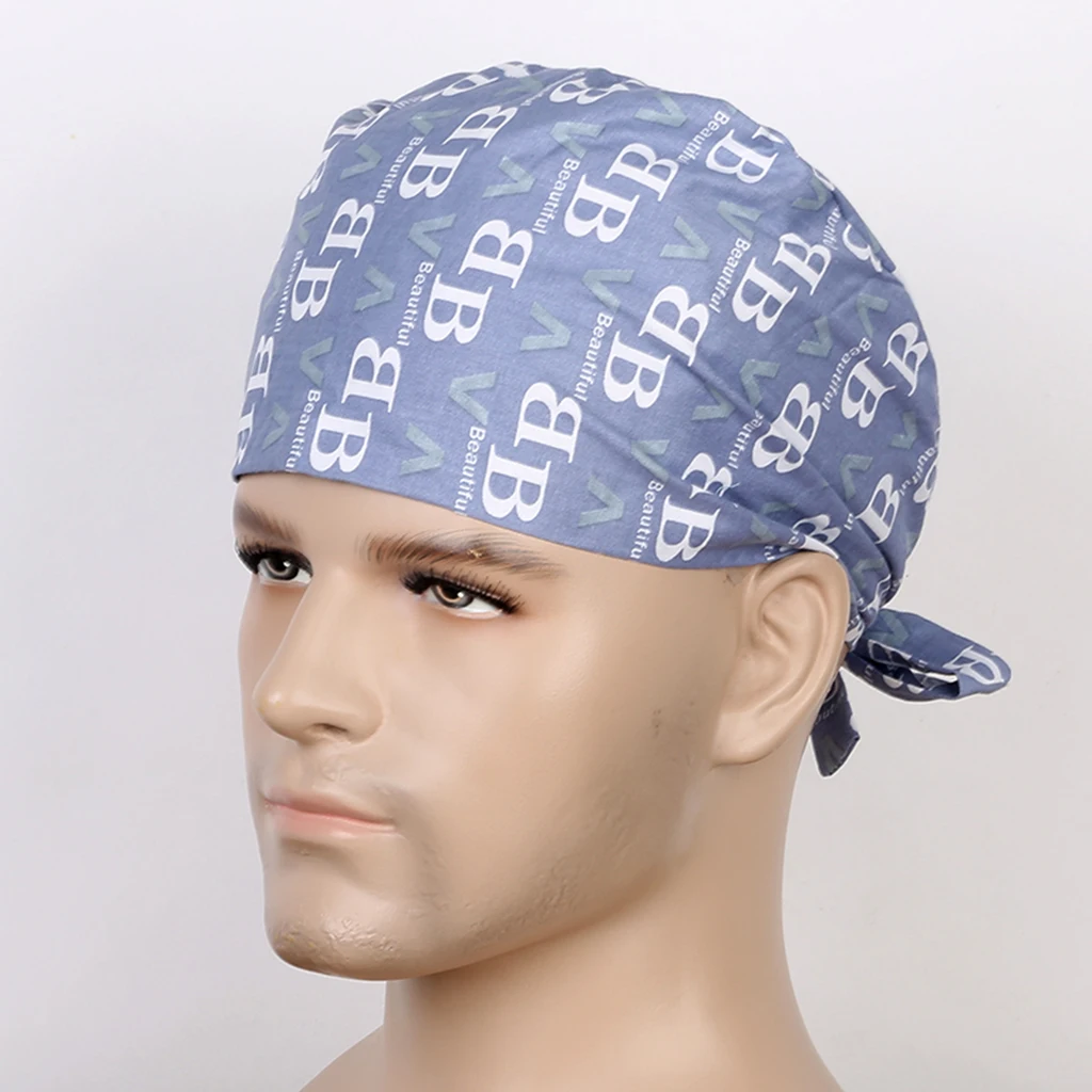 

2 Pieces Soft Cotton Lace Up Scrub Cap Medical Surgery Hat Unisex