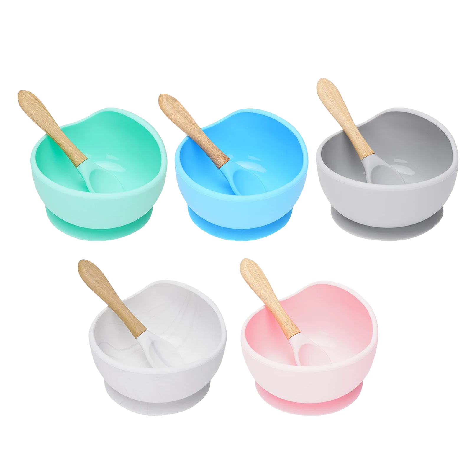 

Food Grade Baby Suction Bowl with Bamboo Spoon Training Feeding Tableware Safety for Kids Toddlers BPA Free Dishwasher