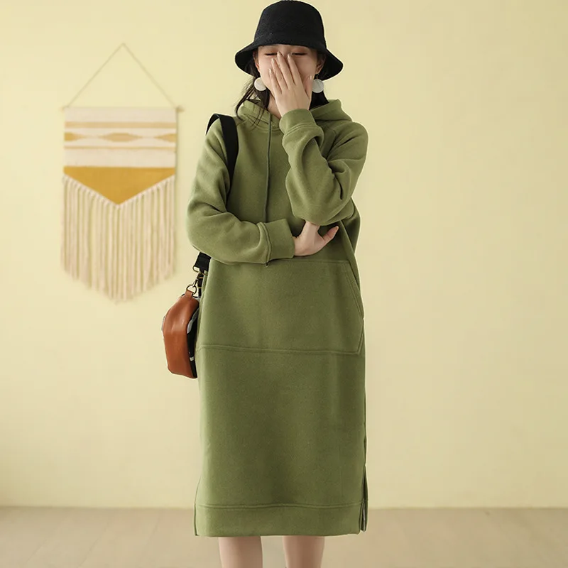 Зимние толстовки большого размера свободные длинные женские пуловеры с