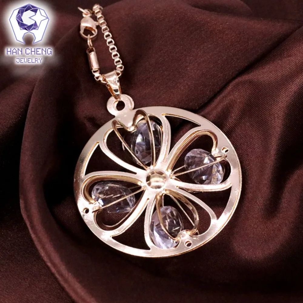 Модное объемное массивное ожерелье с клевером Женская Длинная цепочка из золота