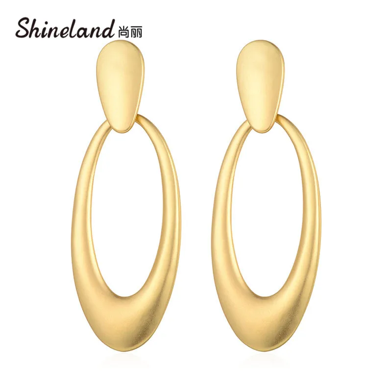 Shineland длинные массивные геометрические металлические золотые полые Висячие