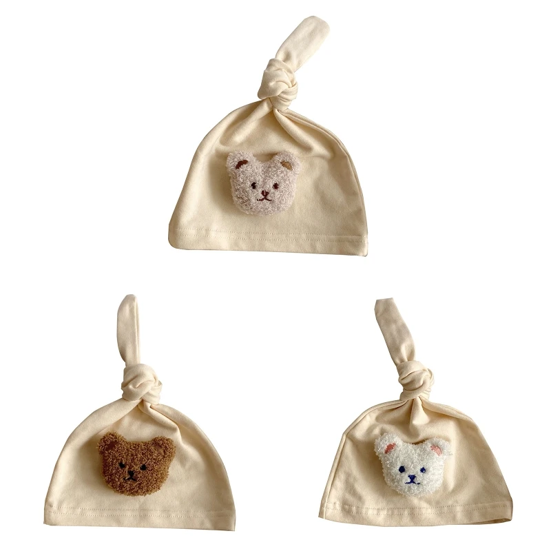 

Новинка 2021, Детская шапка-тюрбан, милая Шапочка-бини с медведем, головной убор с узлом, Детский мягкий хлопковый головной убор для новорожде...