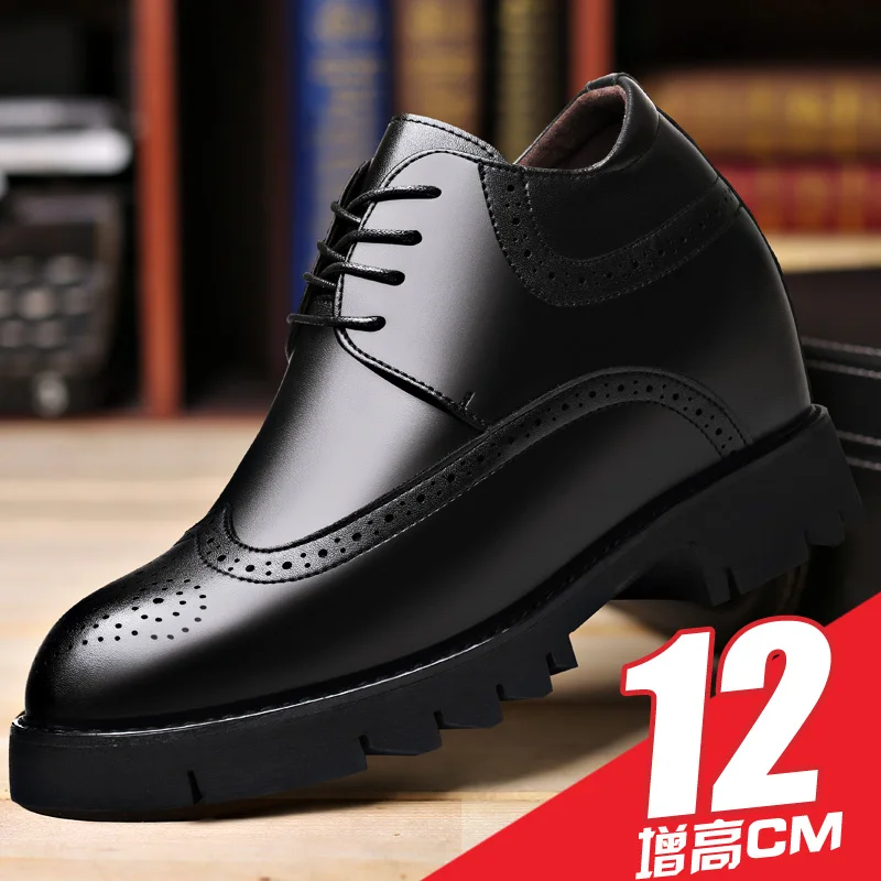 

Men's Cowhide Elevator Men's Shoes Increased 12cm Business Formal Wear Leather Shoes Increased Brock High Heel Derby Men's Shoes