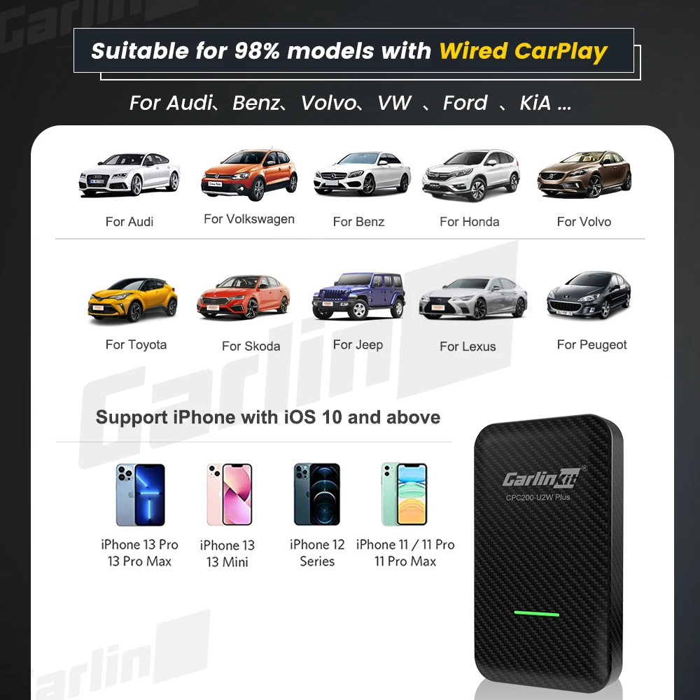 Новый адаптер Carlinkit CarPlay автомобильное подключение беспроводной ключ Apple Carplay IOS 15
