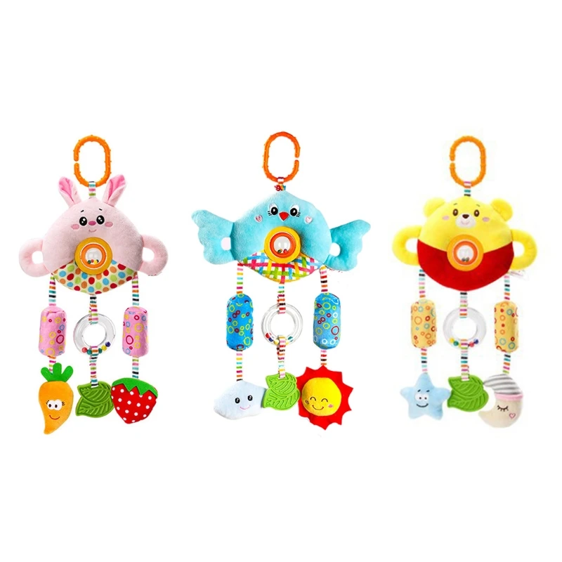 

Y3NF Baby Improve Intelligence Toys with Teether Cartoon Shaped Hanging Cotton Toy