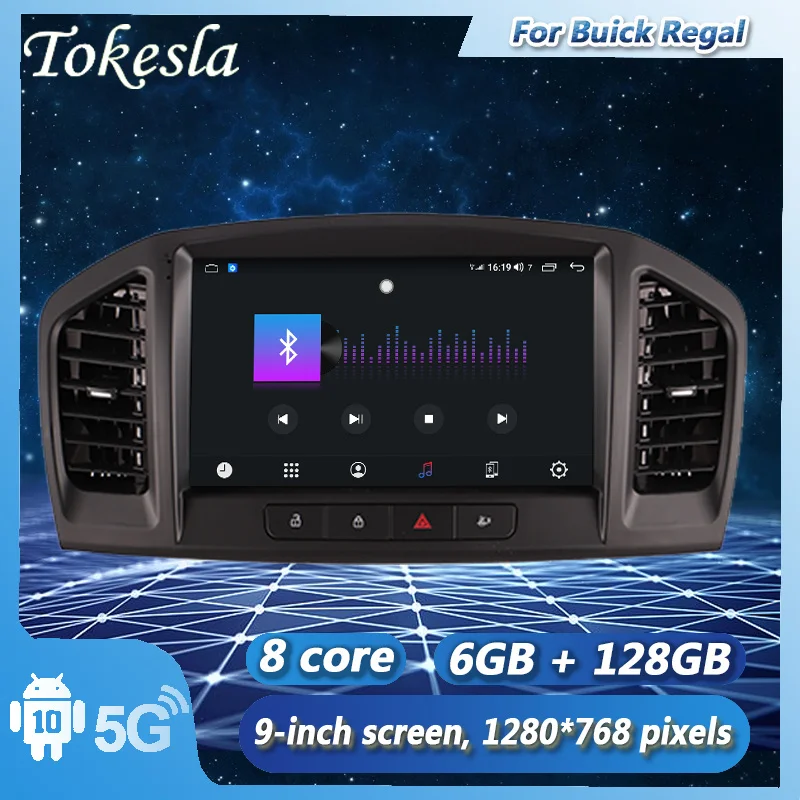 

Tokesla Android 10.0 car radio audio intelligent touch Central Multimedia gps receiver screen system for Buick Regal 2009-2013