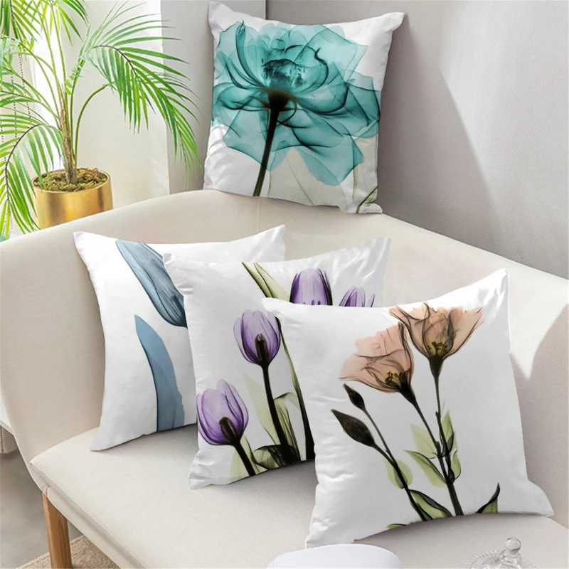 

Flower Plant Print Pillow Cases abstract flower Decorative Pillowcases for Bed Sofa Chair Car Seat Cushion Cover Funda Cojin
