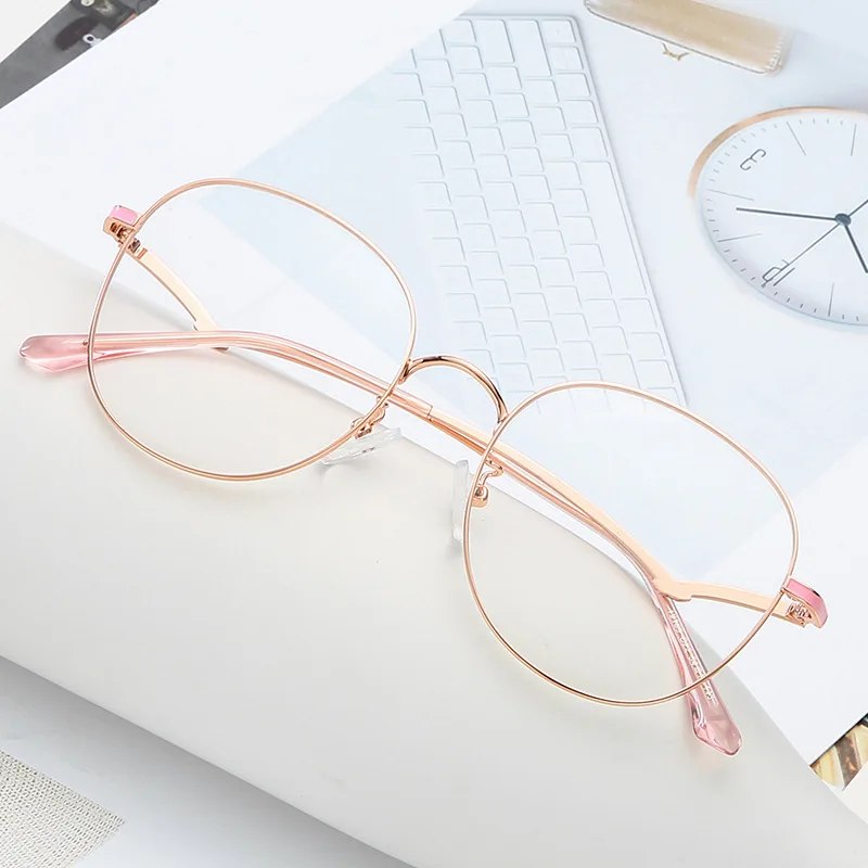 

Новая Металлическая Ретро оправа для очков модная овальная литературная оправа для очков индивидуальный двухцветный дизайн зеркальные ду...