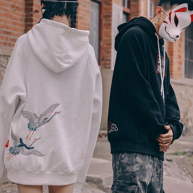 Вышивка китайских персонажей журавли Легкие Свитера Пуловер толстовки 2020 Осень