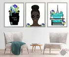 Холщовая картина с Африканской девушкой, модные настенные плакаты с изображением книжки и чайных стен и первая кружка для кофе, декор для гостиной