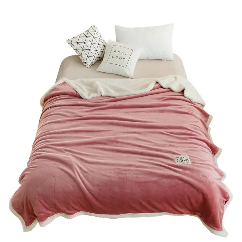 

J Sup Soft Raschel blanket thick coral fleece Shaggy Fur Plush Double-sided Blanket Coral Blanket Warm for bed Pink Coffee Grey