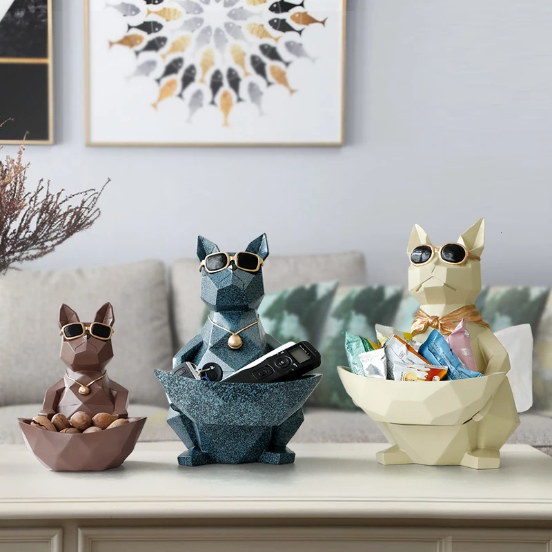 

Resin figurine home office storage box with tissue box on tabletop dcor Desk organiser key Tools fruit Nuts candy storage bowl