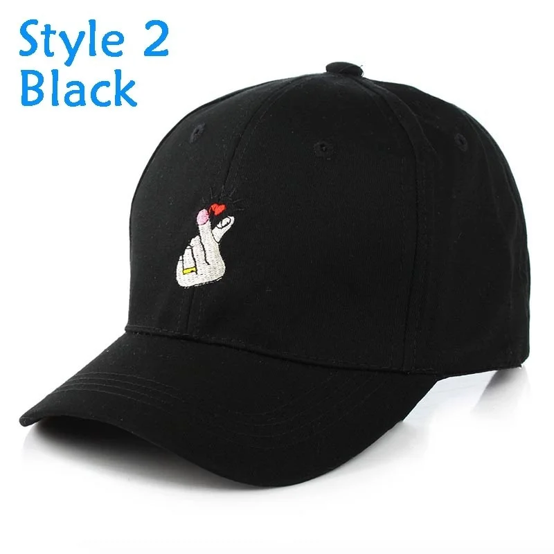 style2 black 2 стиля пальцев любовь жесты спортивная шапка Регулируемая Snapback бейсболка KPOP Strapback Trucker шапки унисекс Флиппер сердце - Цвет: style2 black