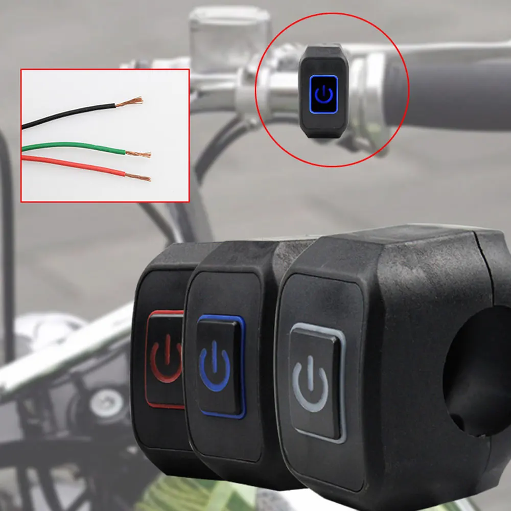 

22mm 7/8'' Motorcycle Handlebar Switch Momentry Buttton for Electric Star Kill Waterproof Control Switch Button with LED Light