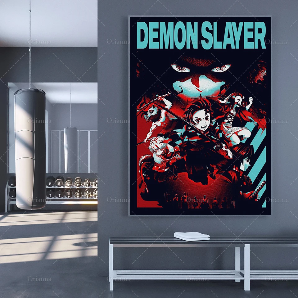 

HD Print Art Canvas Wall Painting Anime Poster Demon Slayer Abstract Modular Art Poster Wall Pictures Bedroom Living Room Frame