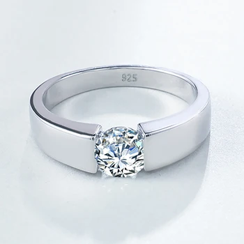 Round Cut Moissanite Ring - Solid Sterling Silver 925 Certified 2