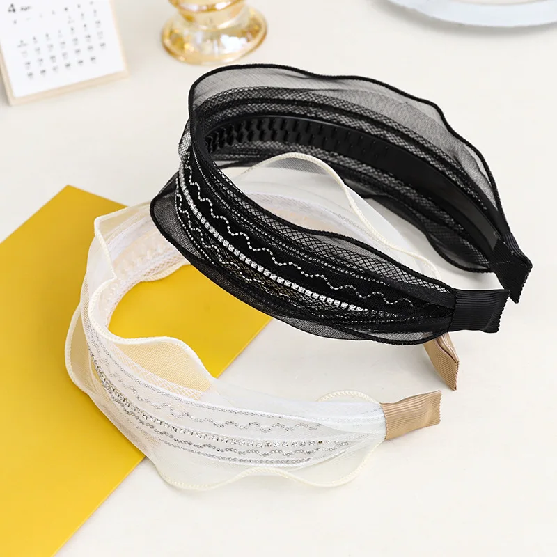 

New Women Luxury Elegant Rhinestone Lace Elastic Headband Hair Holder Yarn Hairbands Turban Bandanas Fashion Hair Accessories