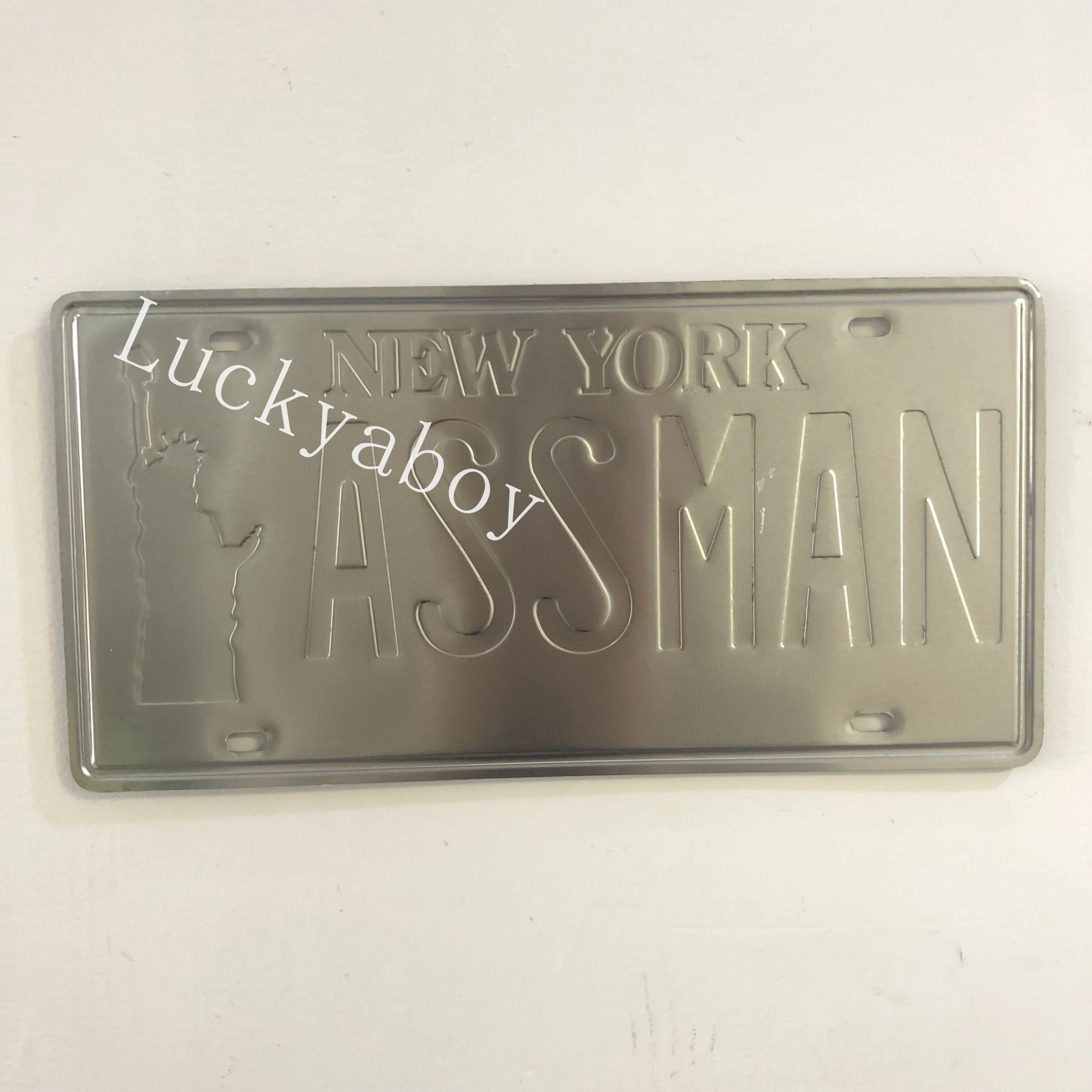

[Luckyaboy] New York Assman Embossed 3D Retro Licence Plate Metal tin Sign Vintage Pub Home Garage Cafe Decorative Plate