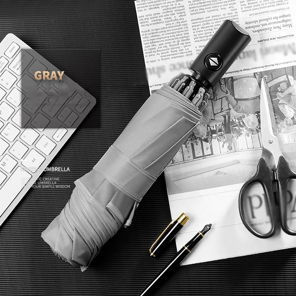 Автоматический складной деловой Зонт с отражающими полосками зонты от дождя для