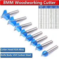 45 pcs 8mm shank cleaning bottom router bits engraving carbide cutter woodworking tool bit 1016222532mm d30
