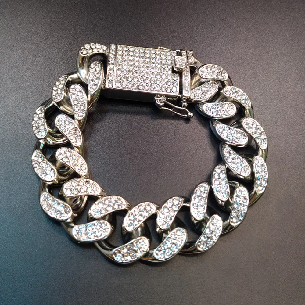 Мужское ожерелье в стиле хип хоп золотого и серебряного цветов кубинский