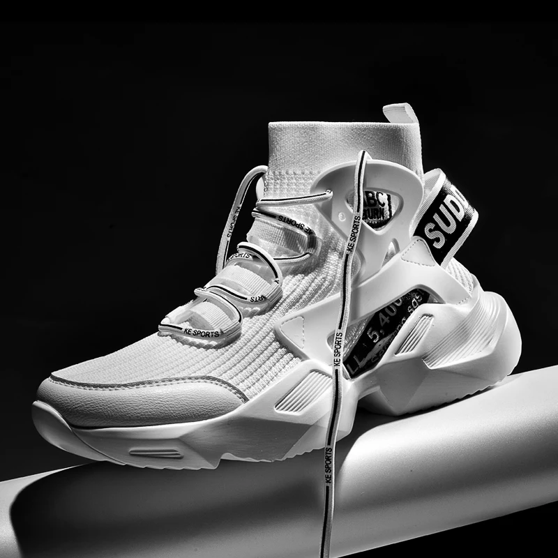 Running Shoes For Men High Top Sock Sneakers Men Chunky Dad Shoes Jogging Trainers Breathable Sports Comfortable Walking Shoes