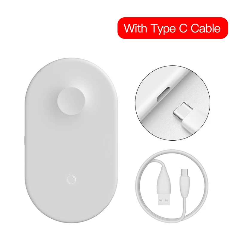 With Type C cable Baseus 10 Вт 2в1 Qi Беспроводное зарядное устройство для iPhone XS Max XR X samsung быстрая Беспроводная зарядная панель для iWatch 3 2 настольное зарядное устройство - Цвет: With Type C cable